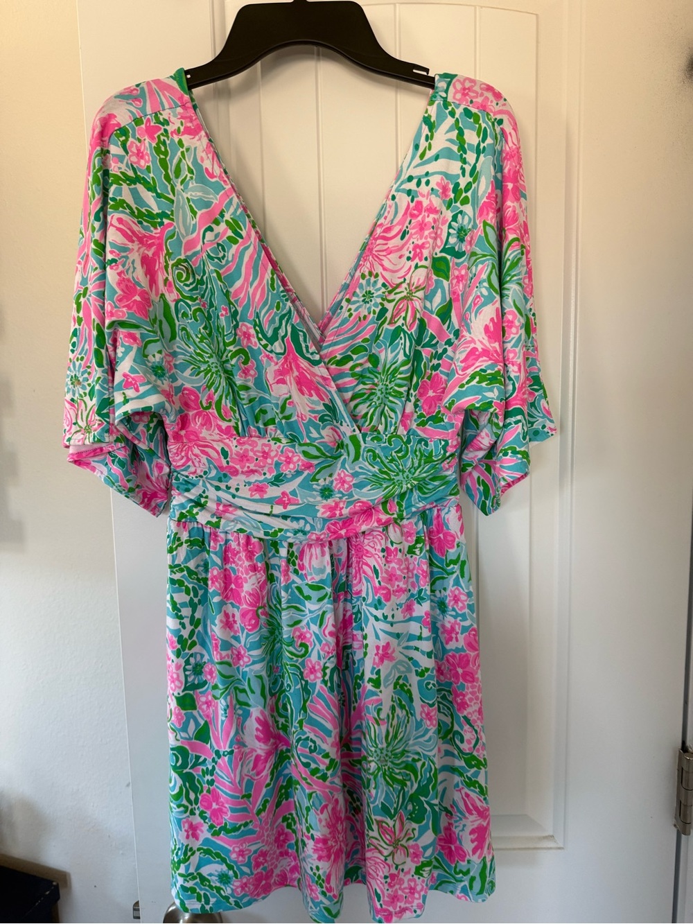 Lilly Pulitzer Pink & Green Floral Faux-Wrap One-Piece